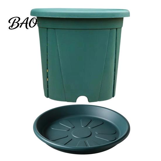 Self Draining Nursery Pots Resin Flowerpot with Drainage Holes And Saucer, Breathable Plant Pot for Indoor Outdoor Modern Home Courtyard Plants,