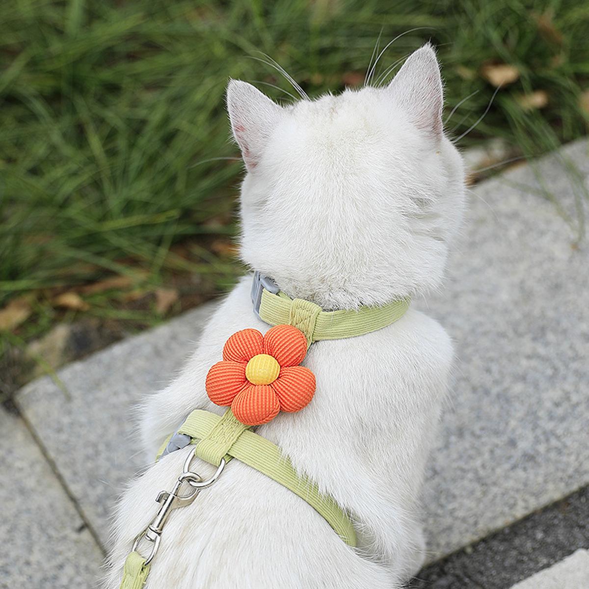 

Cat Harness and Leash Sets Adjustable Dog Harness for Small Dog Leash Breashable Pet Harness Out Walking Dog Strap Cat Accessory S