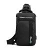 Men Small Backpack Chest Pack Shoulder Bag with USB Charging Port Travel Male Waterproof Nylon Sling Messenger Cross Body Bags