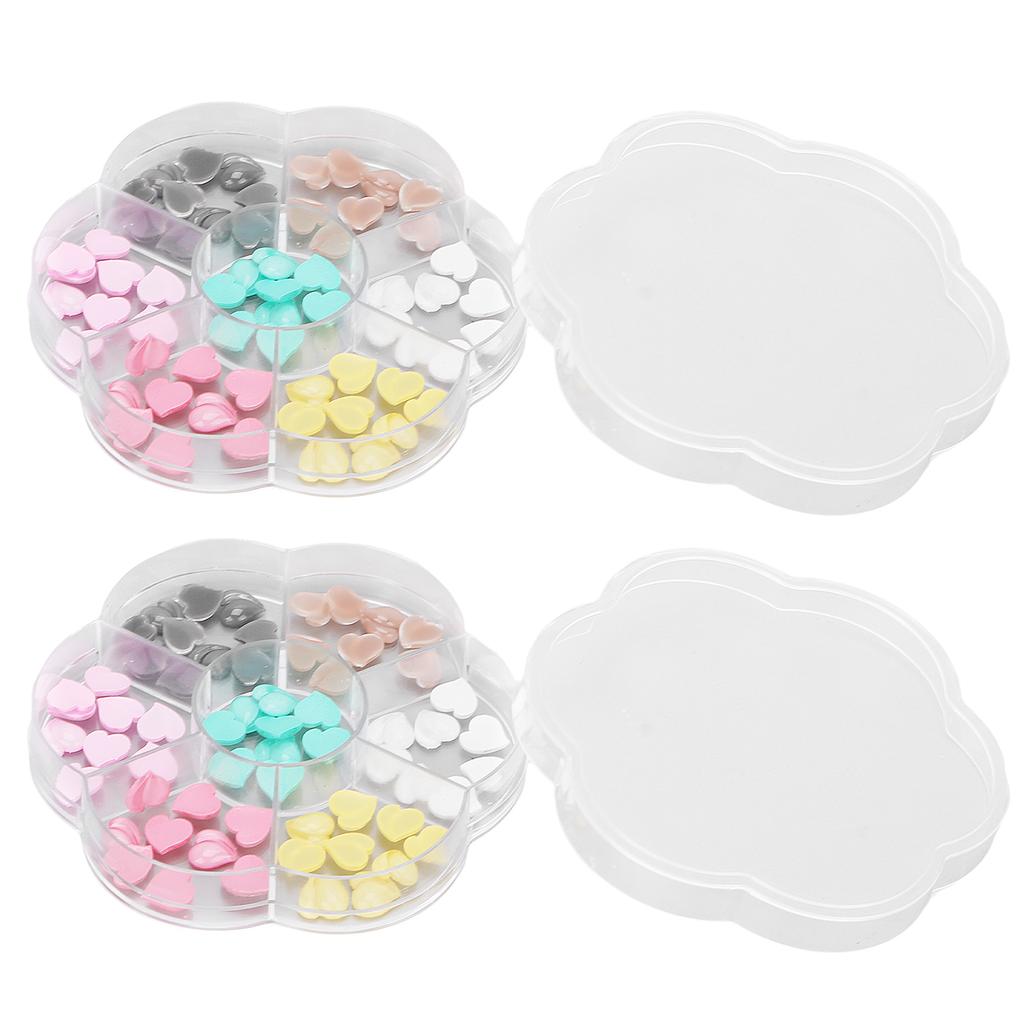 2 Boxes Nail Accessories Colorful Peach Heart Bright Attractive Nail Art Decorations for Women