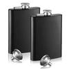 Portable 8 Oz Hip Flask for Men and Women, 2 Pack Stainless Steel Flasks with Funnel, Black Leak Proof Drinking Flask