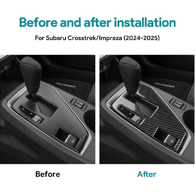 AIRSPEED for Subaru Crosstrek 2024 2025 Impreza 2024 2025 Gear Shift Panel Cover Center Console Soft Carbon Fiber Interior Trim, Black, Style B
