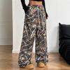 2024 Cross-border Teen Camouflage Elastic Drawstring Wide-Leg Pants