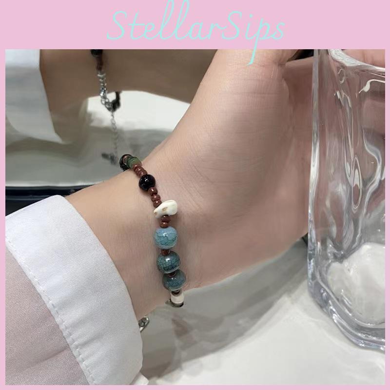 Handgefertigtes Vintage-Armband aus Natursteinperlen für Männer und Frauen Künstlerisch Elegantes Design