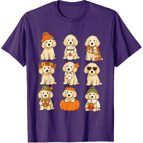 Cute Goldendoodle Fall Dogs Pumpkin Autumn T-Shirt