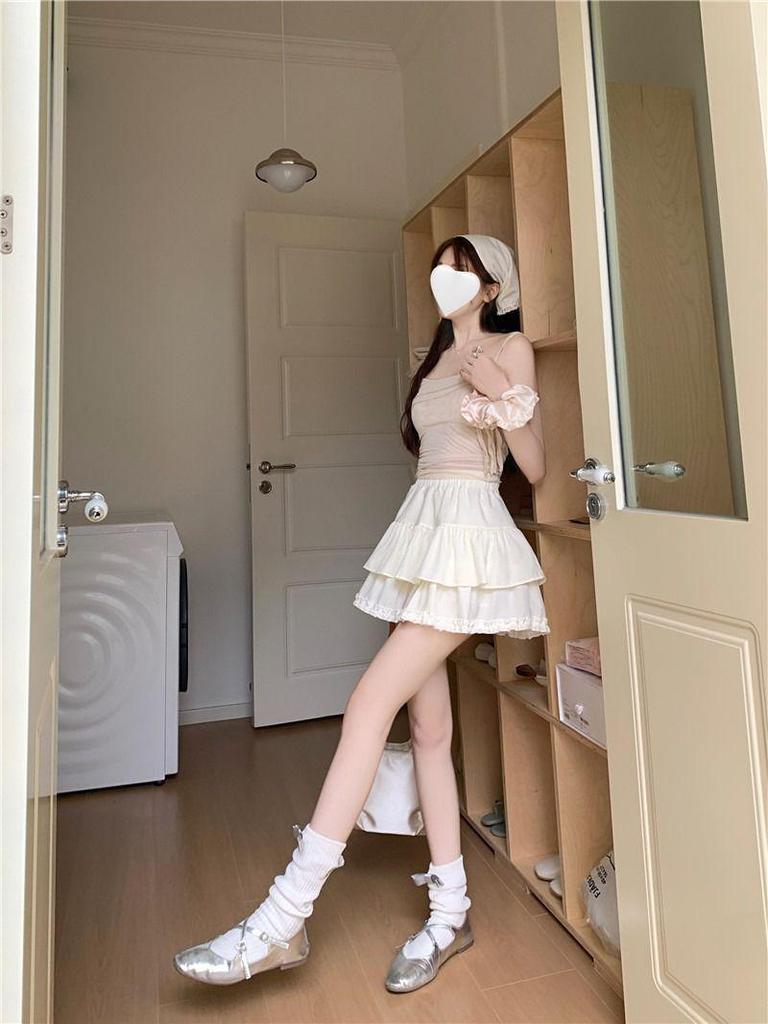 Sweet Ruffled High-Waist A-line Skirt for Women - Summer Slimming Design