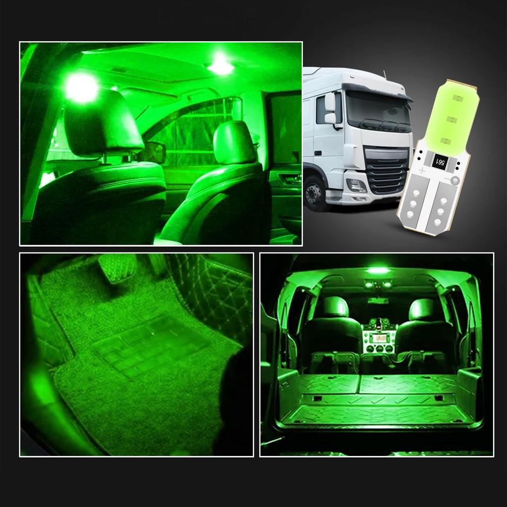 GZRUICA T10 24V LED Position Lamp, Clearance Lamp, Room Lamp, License Lamp, 6 Pcs COBLED Element, 10 Pcs, Green