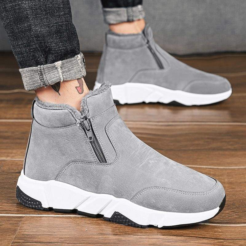 Winter Snow Boots Men's Warm Cotton Shoes Winter Velvet Thickened Northeast Cotton Boots Fur Integrated Men's Shoes
