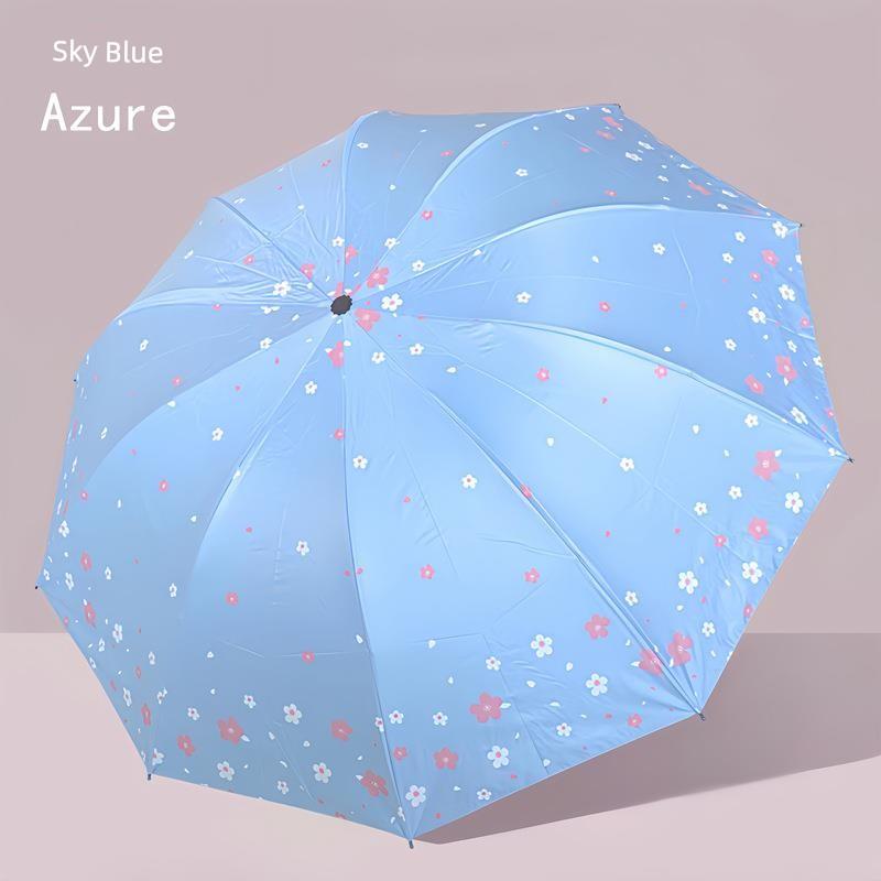 Manual Large Folding Umbrella for Female Students, Dual-Purpose Sun and Rain Umbrella, Sun Protection Umbrella