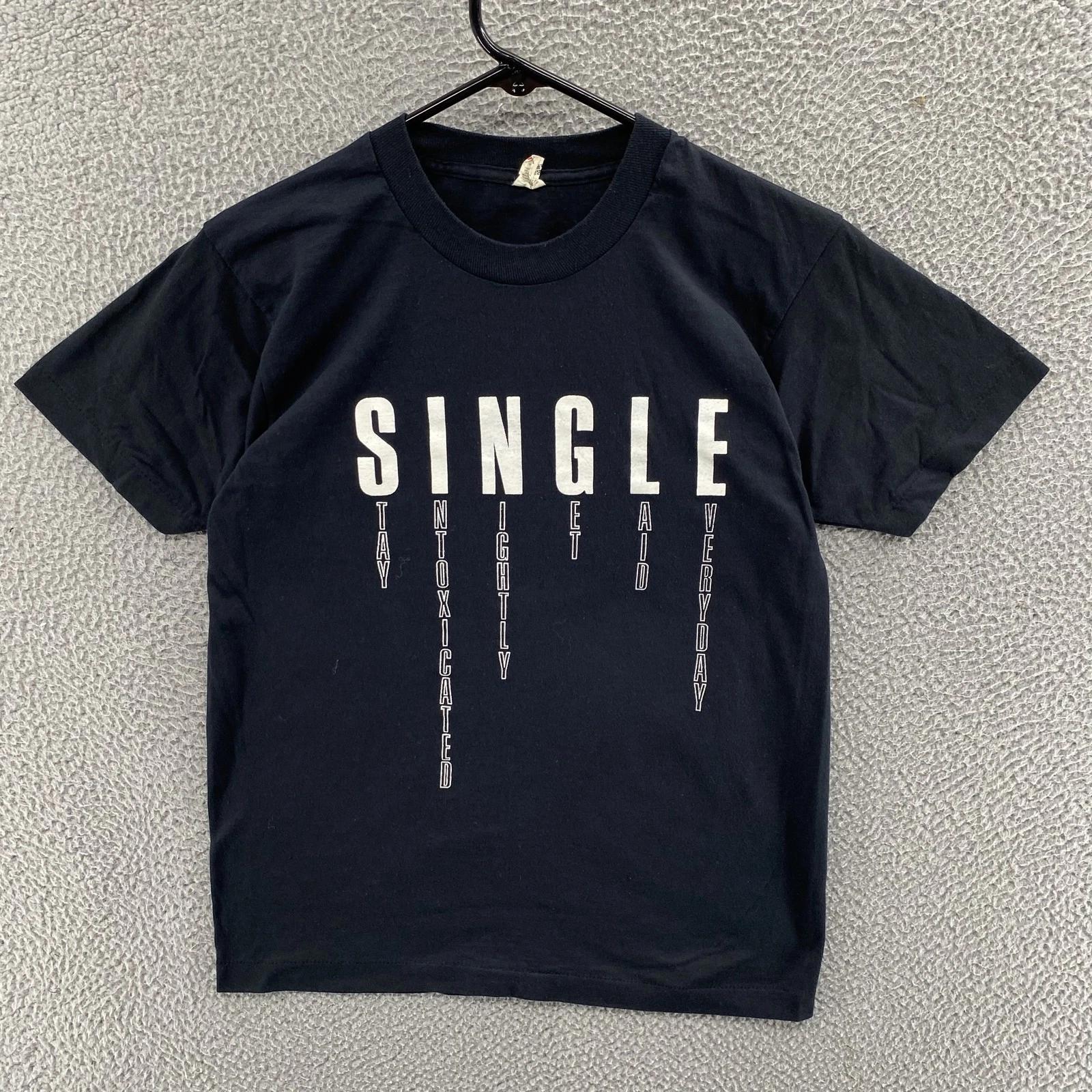 

Vintage Single Shirt Mens Medium Black Funny Graphic Made USA Screen Stars 90s XL
