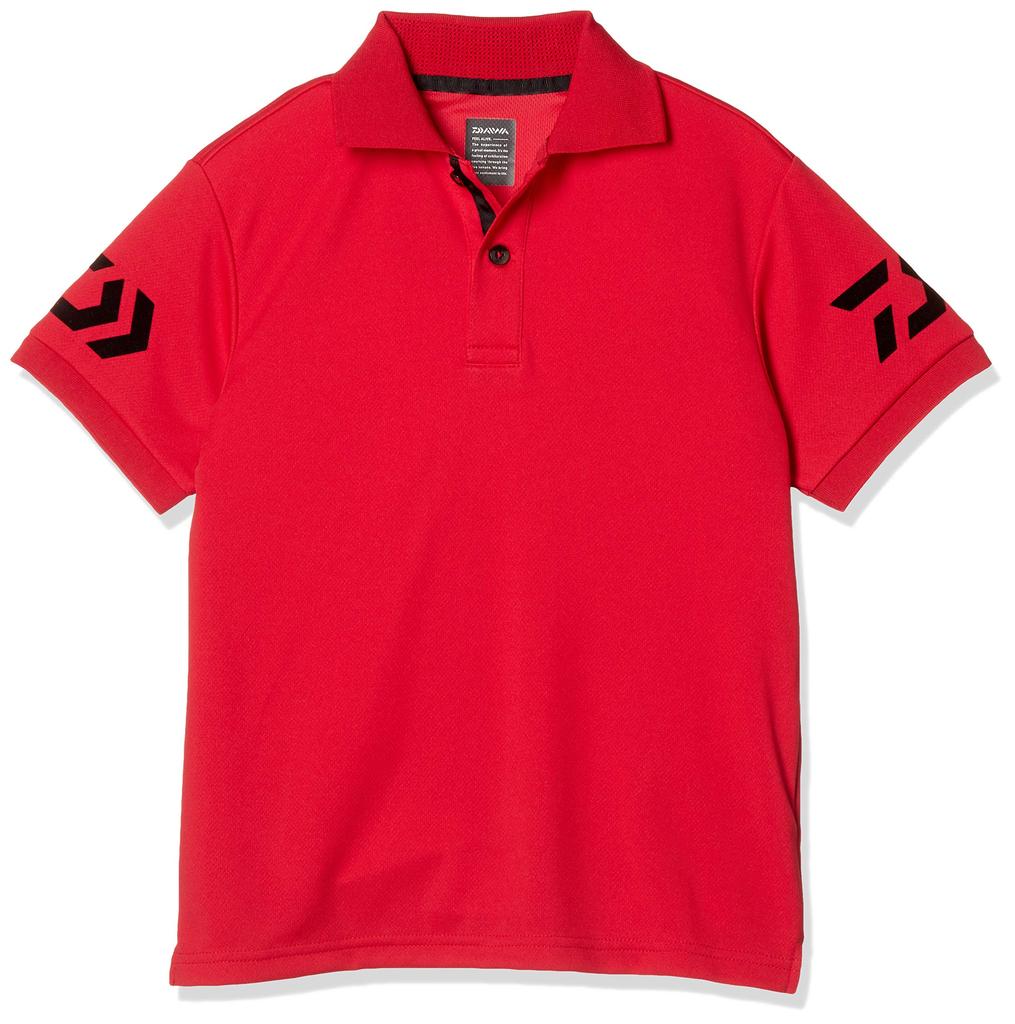 DAIWA Short Sleeve Polo Shirt Red X Black 140 DE-7906