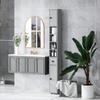 180cm Slim Bathroom Cabinet, with Drawer, Shelves and Cupboards - Grey