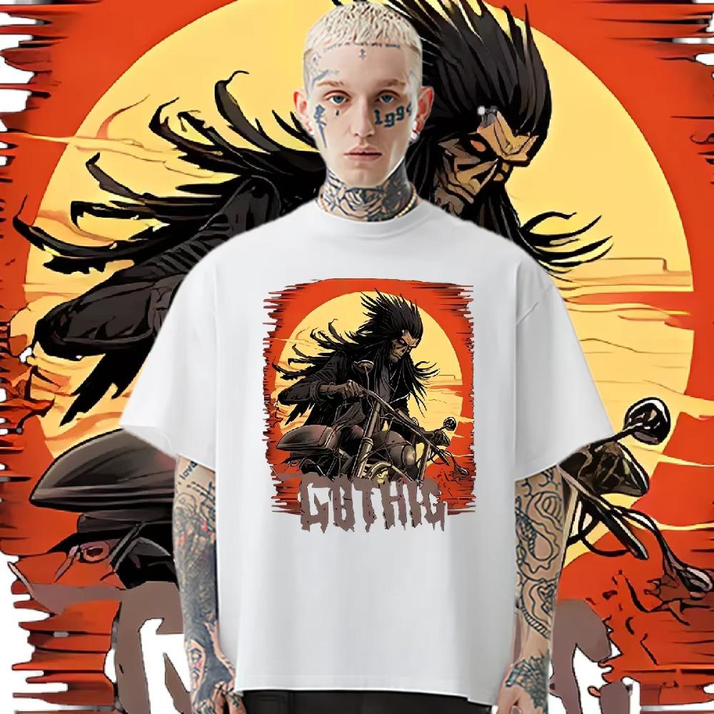 West Death God T-shirt Loose Round Neck Tees Rap Style Men's Clothes Printed Tops Fashion Oversize Street T Shirt