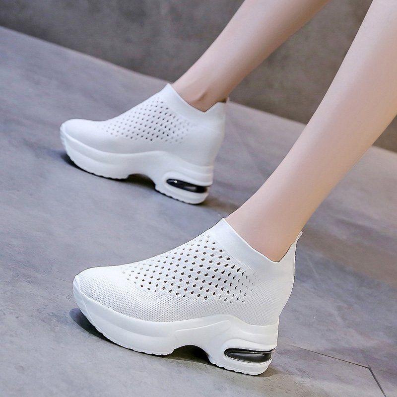 Summer Casual Hollow High on Platform Shoes for Women Fashion 2025 Daily Routine Korean New Arrival Slip On Woman Footwear Sale