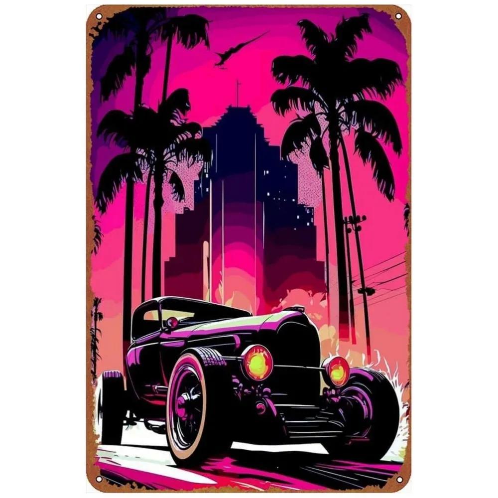 Vintage Classic Car Metal Tin Signs Mustang GT Posters Plate Wall Decor for Garage Bars Man Cave Cafe Clubs Retro Posters