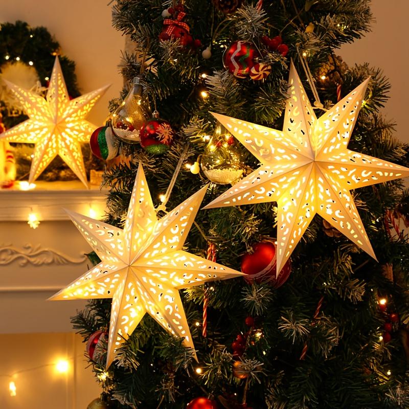 3pcs Elegant Paper Star Hanging Pendants, Ideal for Party & New Year Decor, Festive Atmosphere, No Electricity Needed