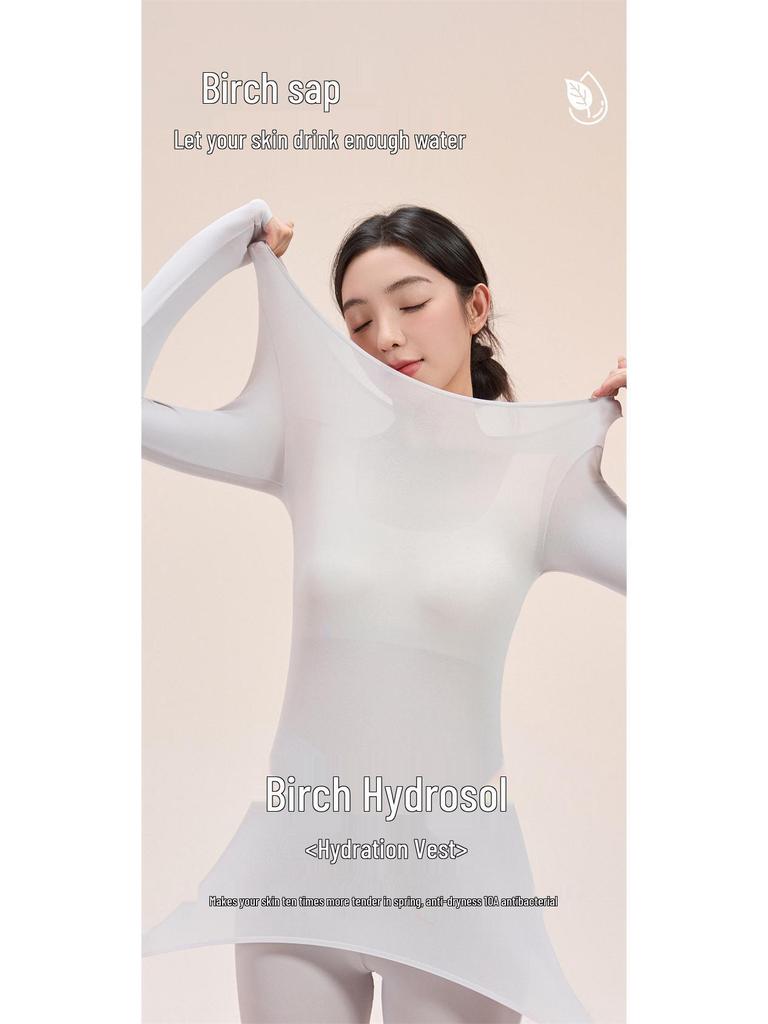Ultra-Thin Birch HS800 Women's Autumn Seamless Hydrating Shirt & High Elasticity Warm Underlayer Set