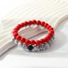 3pcs Bracelet Set For Both Men And Women Simple Style 8mm White Red Turquoise Black Frosted Stone Hand Beaded Bracelet
