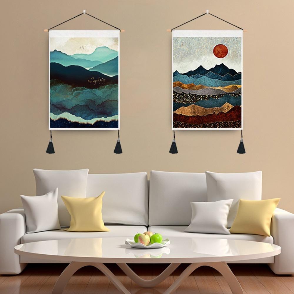 With Tassel Sunrise Landscape Tapestry Hanging Wall Poster  Home Decor