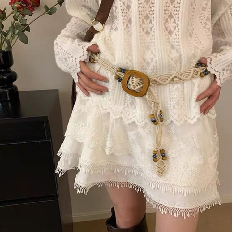 Sexy Tie Belts Braided Belt Seashells Flower Tie Belt for Bohemia Girls Women