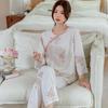 Pajamas women's spring and autumn silk new Chinese loungewear can be worn outside the national style middle-aged and elderly mother's cotton and silk