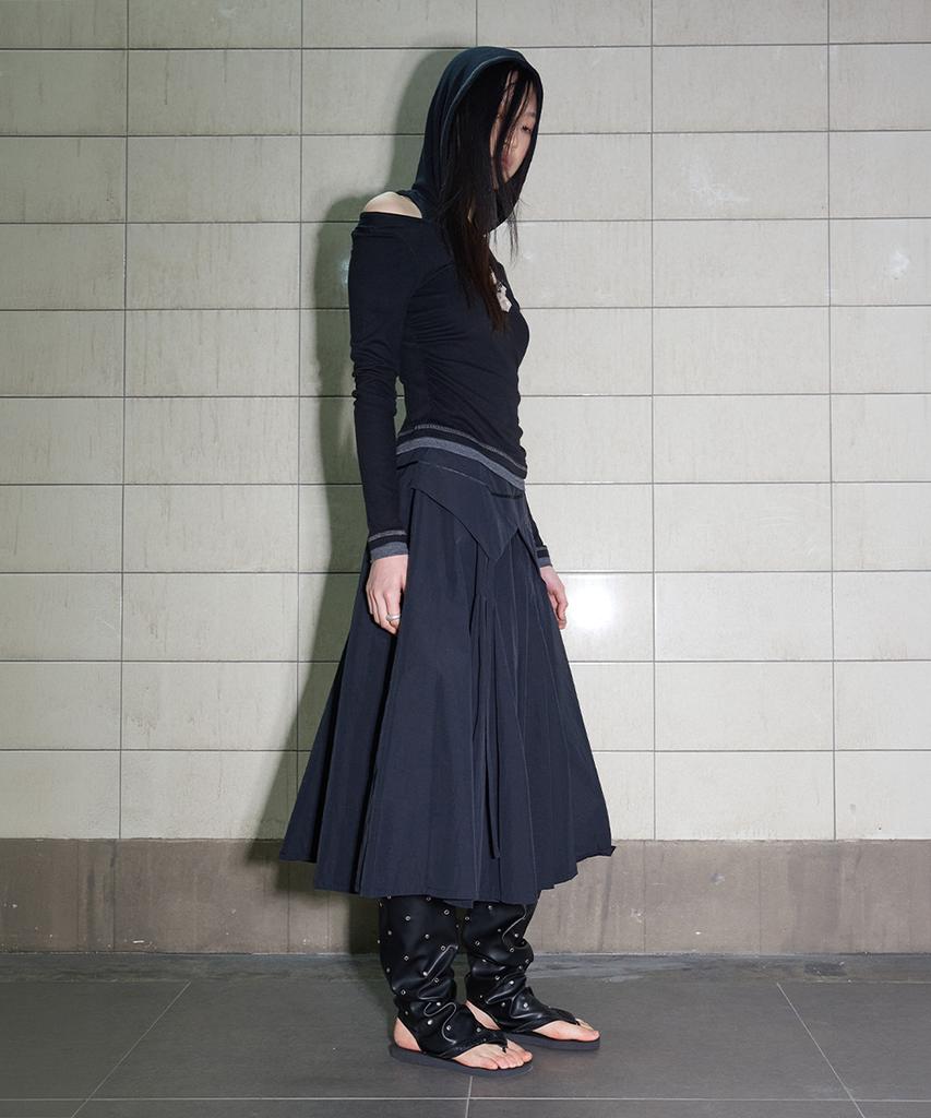 Yusentig Two-Way Pleated Long Skirt Aw5Ms45210