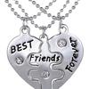 3Pcs Broken Heart Shape Carved Letters Best Friends Forever Chain Set for Dating