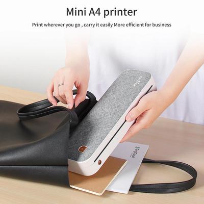 Přenosná tiskárna A4, Mini bezinkoustová termotiskárna štítků, Tisk dokumentů, Podpora PC, Mobilní použití, Bluetooth připojení(203 DPI)