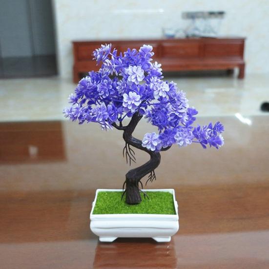 Artificial Bonsai Tree Indoor Small Fake Plants with Resin Pot for Home Office Desk Shelf Bathroom Bedroom Living Room Decoration