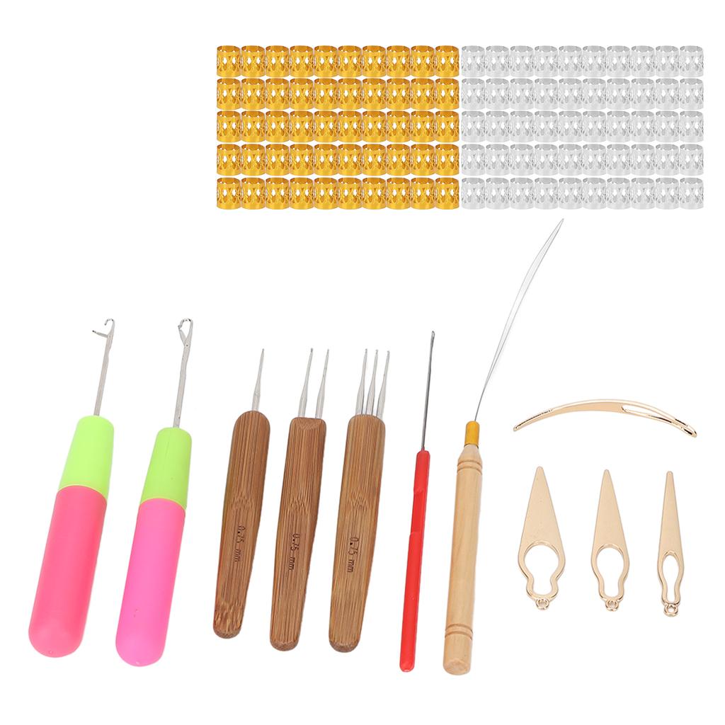 Dreadlocks Tool Set Dreadlocks Braid Rings Hair Extension Crochet Hook Hair Decoration Accessories