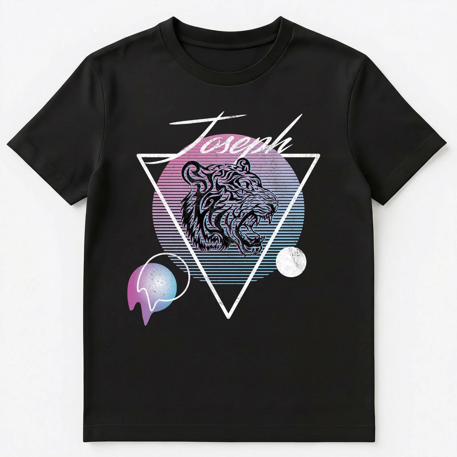 Joseph Name Retro Vaporwave Aesthetic Art Style Tiger Unisex T-Shirt M