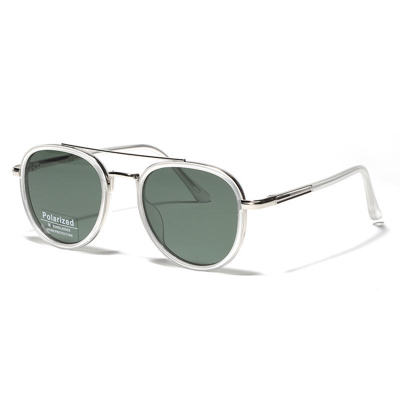 Glasses Metal Double Beam Medieval Round Sunglasses Women'S Polarized Sunglasses Men'S Driver Glasses