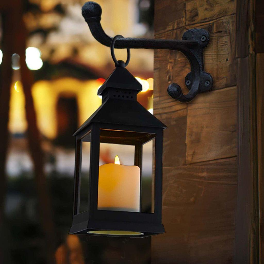 LED Courtyard Hanging Lanterns: Retro Indoor/Outdoor Atmosphere Lights with Electronic Candles for Camping and Table Decoration.