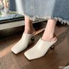 2025 summer new simple comfortable plus size cool slippers square toe fashionable  versatile irregular high-heeled women's shoes