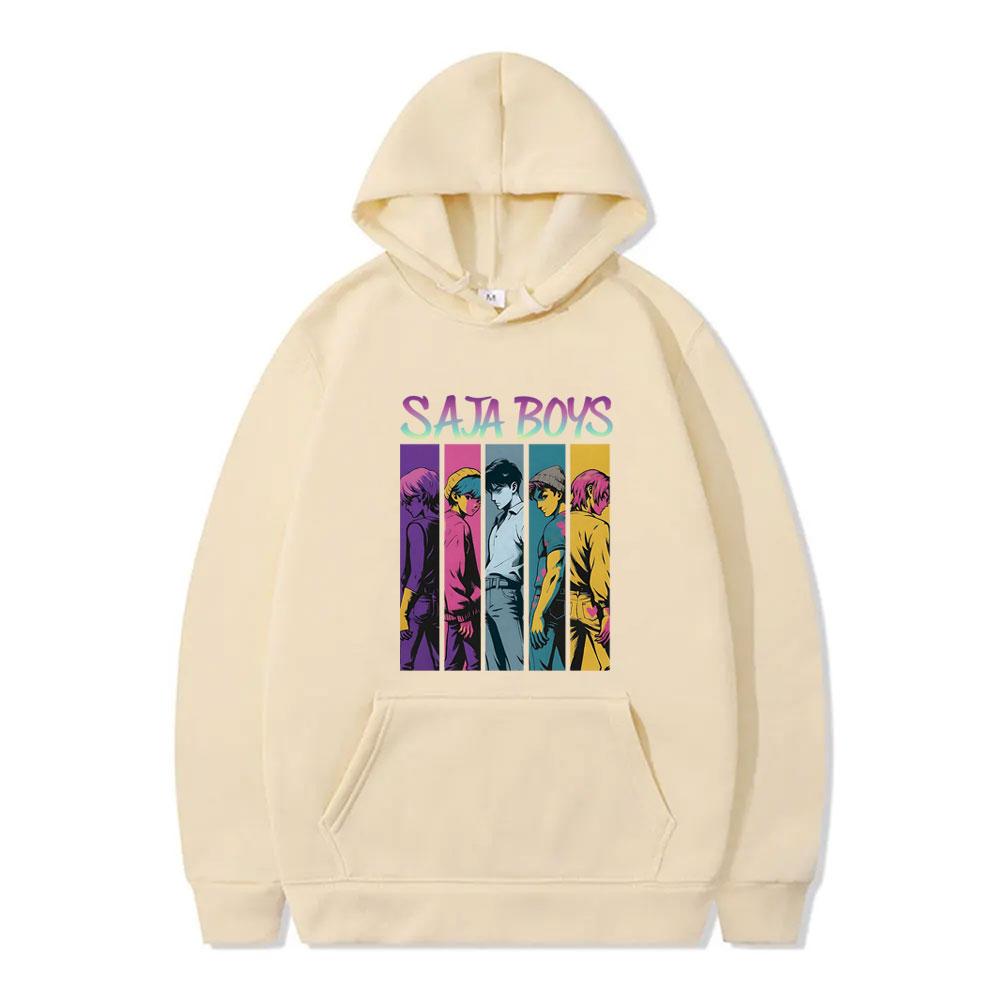 Felpa con cappuccio grafica Kpop Demon Hunters Saja Boys da uomo da donna cartone animato divertente tendenza moda streetwear unisex oversize