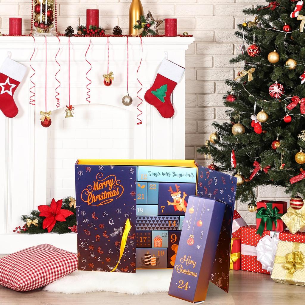 DIY Christmas Advent Countdown Calendar Boxes 24 Days Countdown Calendar Package Wrap Box Fillable Empty Cardboard Number Box