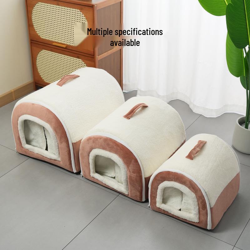 Foldable Dual-Use Cat Bed: Spacious Enclosed Design for All Seasons