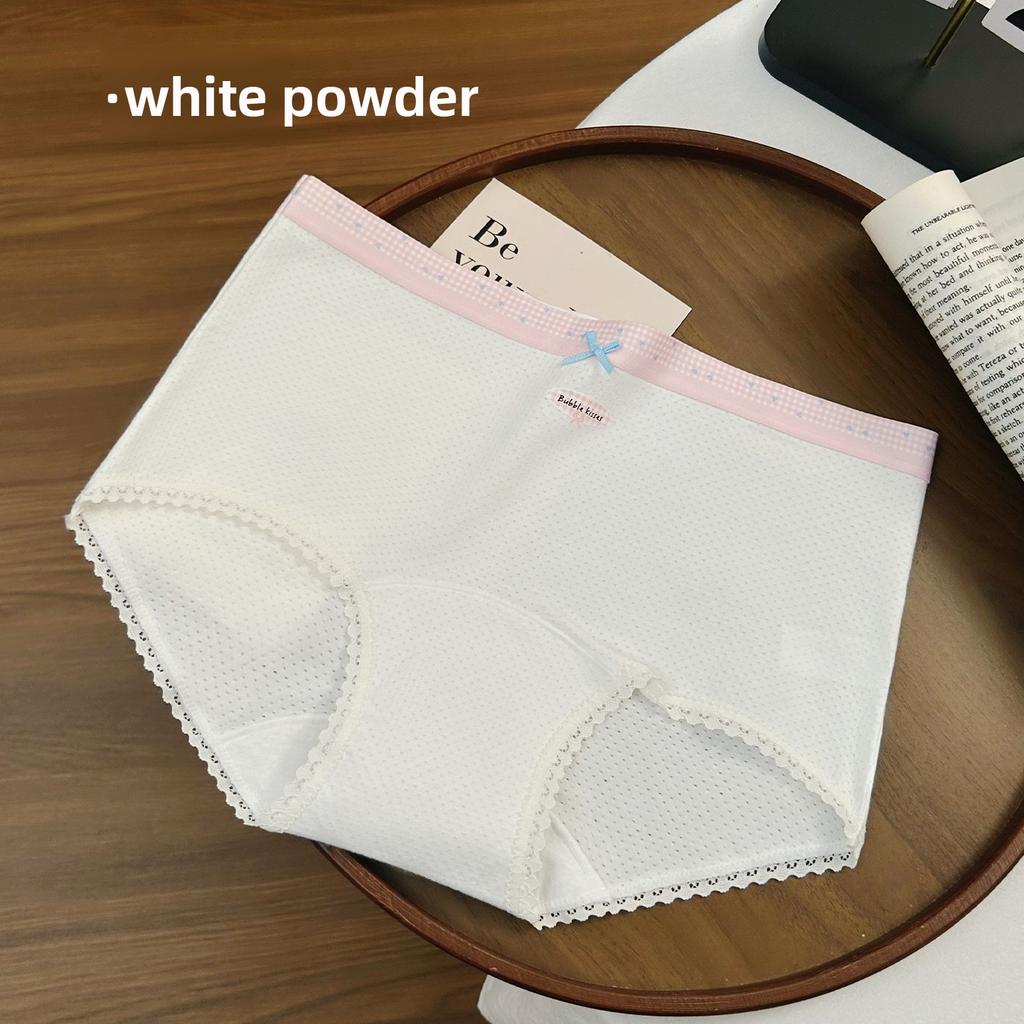 Women's Spring and Summer Cotton 10A Antibacterial Extended Crotch Non-hip Mid Waist Flat Angle Briefs