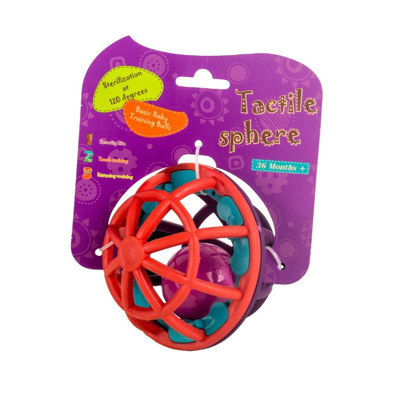 Weiche taktile Babyrassel aus Gummi: Handlicher Ball für 0-12 Monate