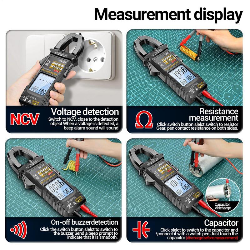 Clamp Meters DC Amp Clamp Meter 4000-Count Automatic Detector Portable LCD Backlight For Current Capacitor Circuit Wire Breaker