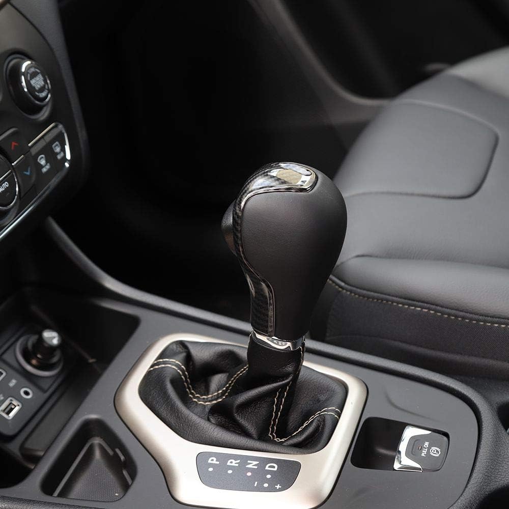 JeCar Gear Shift Knob Cover Trim for Jeep Cherokee 2014-2018 Carbon Fiber Interior Accessories
