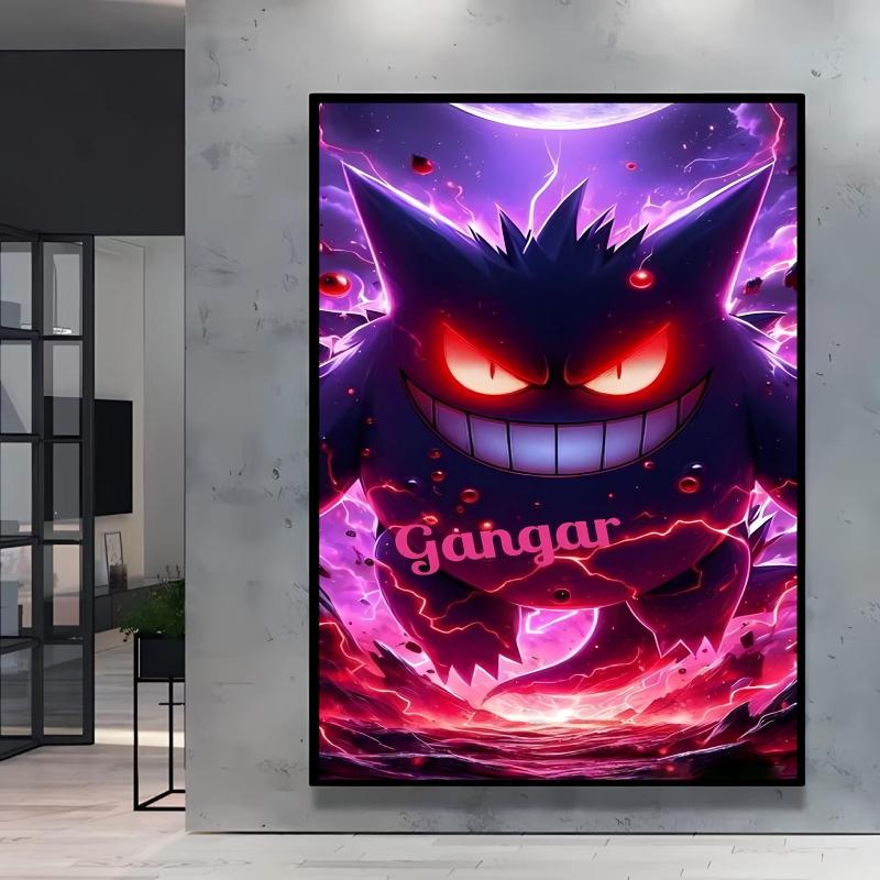 Canvas Artwork Painting Pokemon Gengar Poster Hd Prints Cartoon Character Picture Classic Modern Home Living Room Wall Decor