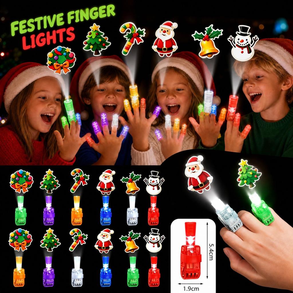 36 Pack Christmas Projection Finger Lights, Halloween Party Favors, Light-Up Toys for Party Supplies