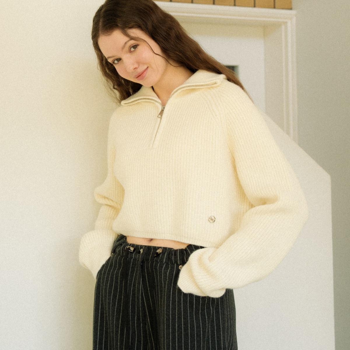 Ouou Two-Piece Half-Zip Knit Black/Free