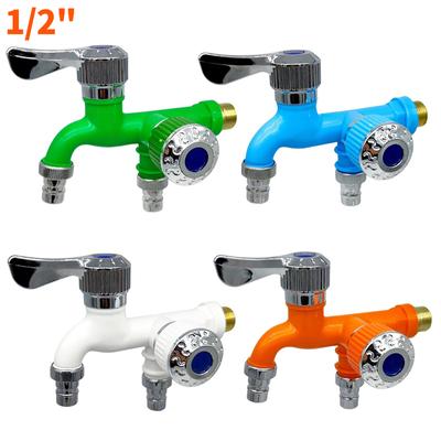 Dual Control Faucet Double Outlet Water Tap 1/2" Universal Interface Connector Home Bathroom Hose Irrigation Fitting
