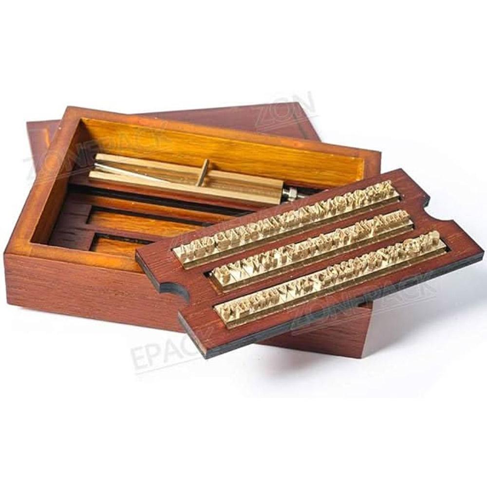 ZONESUN Brass Letter 6mm Hot Foil Stamping Letters Mold Set with Wood Box Time New Roman