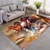 Horses Running In Water Area Rug, Group of Multi-color Horses Oil Painting Print Non Slip Floor Rug Home Decor