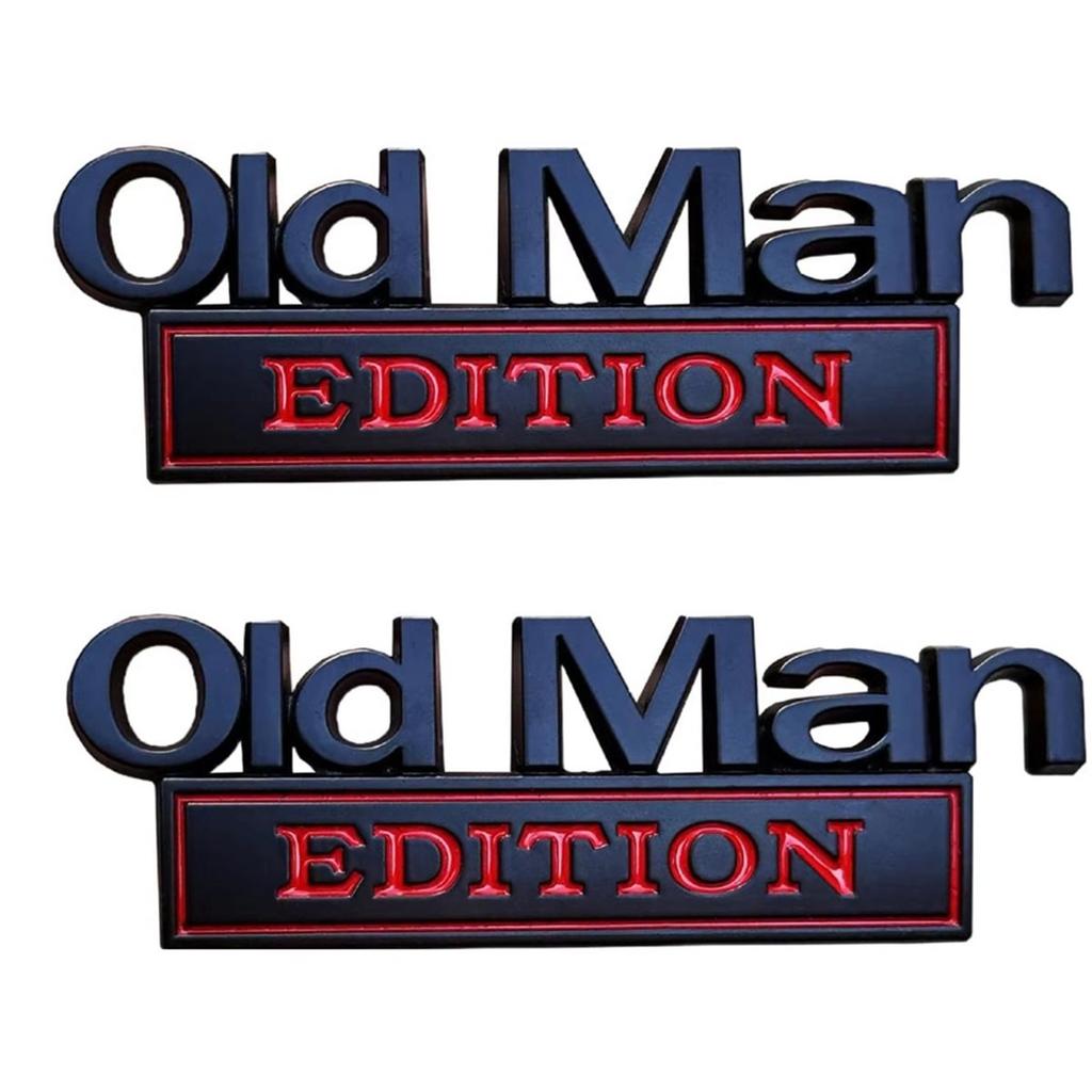 Premium-4Pcsold Man Edition Car Emblem 3D Metal Sticker Badges Old Man Addition Car Emblem Waterproof Rustproof Adhesive C