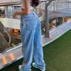 High-Waist-Baggy-Jeans für Straßenfrauen