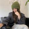 Women Winter Soft Faux Mink Fur Knitted Beanie, Japanese & Korean Style Warm Thick Cashmere-Like Rolled Edge Hat, Cozy Fluffy Purple Knit Cap